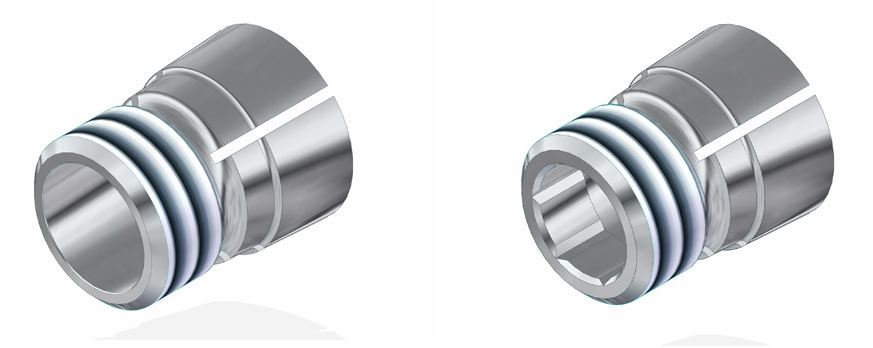 Abb.: 6 BOQA® Befestigungselement Standard. / Abb.: 7 BOQA® Befestigungselement mit Innensechskant. Abb.: 6 BOQA® Befestigungselement Standard. / Abb.: 7 BOQA® Befestigungselement mit Innensechskant.